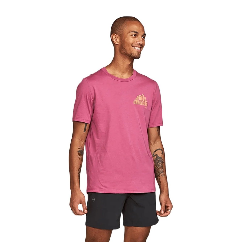 JANJI $58 Mens Large Pink Orange Runterra Bio GFX Short Sleeve Tshirt G19